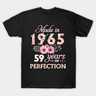 T4511965 Made in 1965 59 Years of Perfection Floral Parttern 59th Birthday for Women T-Shirt